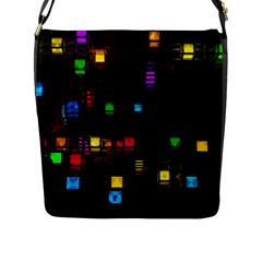 Abstract 3d Cg Digital Art Colors Cubes Square Shapes Pattern Dark Flap Messenger Bag (l)  by Sapixe