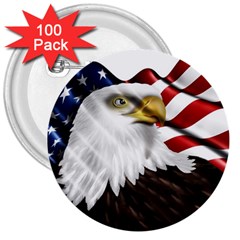 American Eagle Flag Sticker Symbol Of The Americans 3  Buttons (100 Pack)  by Sapixe