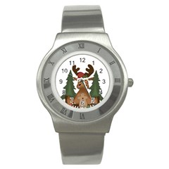 Christmas Moose Stainless Steel Watch by Sapixe