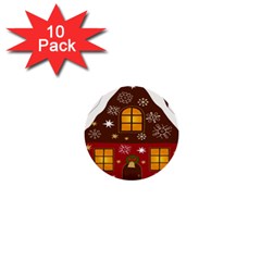 Christmas House Clipart 1  Mini Buttons (10 Pack)  by Sapixe