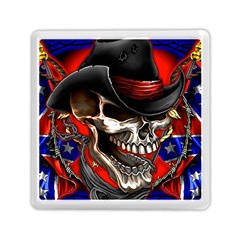 Confederate Flag Usa America United States Csa Civil War Rebel Dixie Military Poster Skull Memory Card Reader (square)  by Sapixe