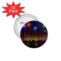 Happy Birthday Independence Day Celebration In New York City Night Fireworks Us 1 75  Buttons (10 Pack) by Sapixe