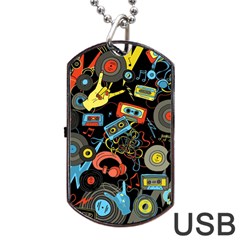 Music Pattern Dog Tag Usb Flash (two Sides) by Sapixe