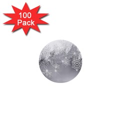 New Year Holiday Snowflakes Tree Branches 1  Mini Buttons (100 Pack)  by Sapixe