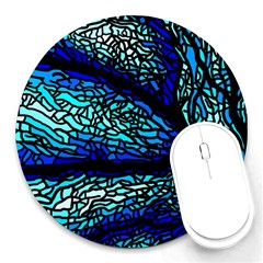 Sea Fans Diving Coral Stained Glass Round Mousepads by Sapixe