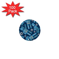 Seamless Pattern Robot 1  Mini Buttons (100 Pack)  by Sapixe