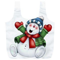 Snowman With Scarf Full Print Recycle Bags (l)  by Sapixe
