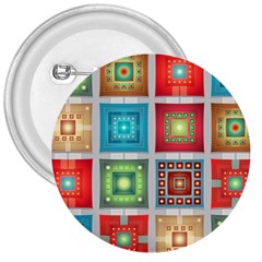 Tiles Pattern Background Colorful 3  Buttons by Sapixe