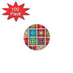 Tiles Pattern Background Colorful 1  Mini Buttons (100 Pack)  by Sapixe
