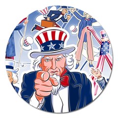 United States Of America Celebration Of Independence Day Uncle Sam Magnet 5  (round) by Sapixe