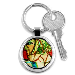 Girl In A Blue Tank Top Key Chains (round)  by bestdesignintheworld