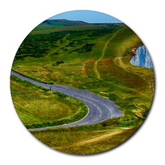 Cliff Coast Road Landscape Travel Round Mousepads by Sapixe
