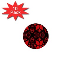 Christmas Red And Black Background 1  Mini Buttons (10 Pack)  by Sapixe
