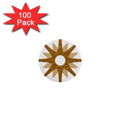 Star Golden Glittering Yellow Rays 1  Mini Buttons (100 Pack)  by Sapixe
