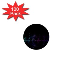 City Night Skyscrapers 1  Mini Buttons (100 Pack)  by Sapixe