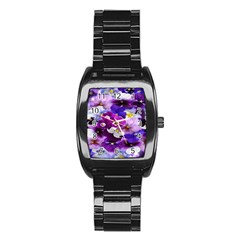 Graphic Background Pansy Easter Stainless Steel Barrel Watch by Sapixe