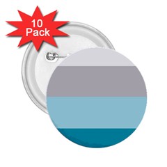 Blue Gray Striped Pattern Horizontal Stripes 2 25  Buttons (10 Pack)  by yoursparklingshop