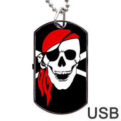 Pirate Skull Dog Tag Usb Flash (one Side) by StarvingArtisan