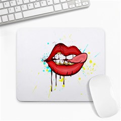 Bit Your Tongue Large Mousepads by StarvingArtisan