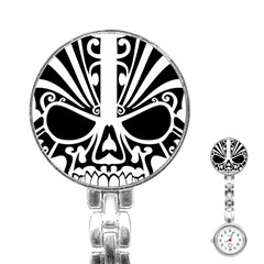 Tribal Sugar Skull Stainless Steel Nurses Watch by StarvingArtisan