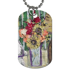 Sunflowers And Lamp Dog Tag (two Sides) by bestdesignintheworld