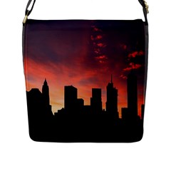 Skyline Panoramic City Architecture Flap Messenger Bag (l)  by Simbadda