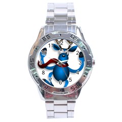 Reindeer Dancing Blue Christmas Stainless Steel Analogue Watch by Simbadda