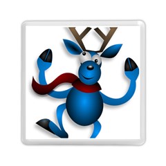 Reindeer Dancing Blue Christmas Memory Card Reader (square)  by Simbadda