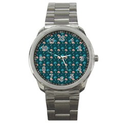 Summer Palms Pattern Sport Metal Watch by TastefulDesigns