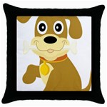 Dog Doggie Bone Dog Collar Cub Throw Pillow Case (Black) Front