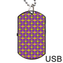 Purple Yellow Swirl Pattern Dog Tag Usb Flash (two Sides) by BrightVibesDesign