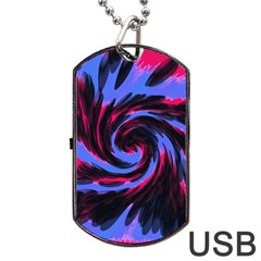 Swirl Black Blue Pink Dog Tag Usb Flash (one Side) by BrightVibesDesign