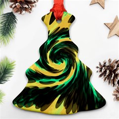 Swirl Black Yellow Green Christmas Tree Ornament (two Sides) by BrightVibesDesign