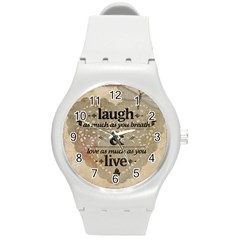 Motivational Calligraphy Grunge Round Plastic Sport Watch (m) by Sapixe