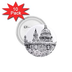 Line Art Architecture Church 1 75  Buttons (10 Pack) by Sapixe
