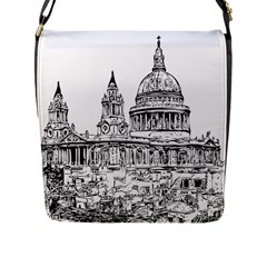 Line Art Architecture Church Flap Messenger Bag (l)  by Sapixe