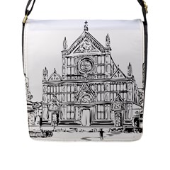 Line Art Architecture Church Italy Flap Messenger Bag (l)  by Sapixe