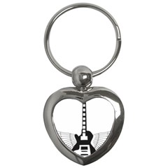 Guitar Abstract Wings Silhouette Key Chains (heart)  by Sapixe