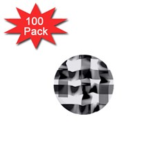 Geometry Square Black And White 1  Mini Buttons (100 Pack)  by Sapixe