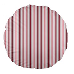 Mattress Ticking Wide Striped Pattern In Usa Flag Red And White Large 18  Premium Flano Round Cushions by PodArtist