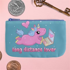 Long Distance Lover - Cute Unicorn Large Coin Purse by Valentinaart