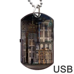Architecture City Home Window Dog Tag Usb Flash (one Side) by Nexatart