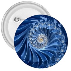 Blue Fractal Abstract Spiral 3  Buttons by Nexatart
