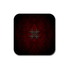 Decorative Celtic Knot On Dark Vintage Background Rubber Square Coaster (4 Pack)  by FantasyWorld7