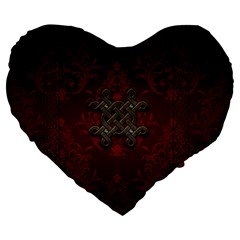 Decorative Celtic Knot On Dark Vintage Background Large 19  Premium Heart Shape Cushions by FantasyWorld7