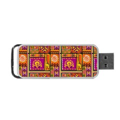 Traditional Africa Border Wallpaper Pattern Colored 3 Portable Usb Flash (two Sides) by EDDArt