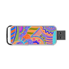 Pop Art Paisley Flowers Ornaments Multicolored 3 Portable Usb Flash (one Side) by EDDArt