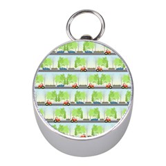 Cars And Trees Pattern Mini Silver Compasses by linceazul