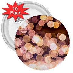 Warm Color Brown Light Pattern 3  Buttons (10 Pack)  by FunnyCow