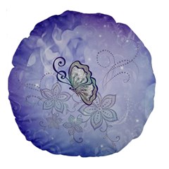 Wonderful Butterlies With Flowers Large 18  Premium Round Cushions by FantasyWorld7